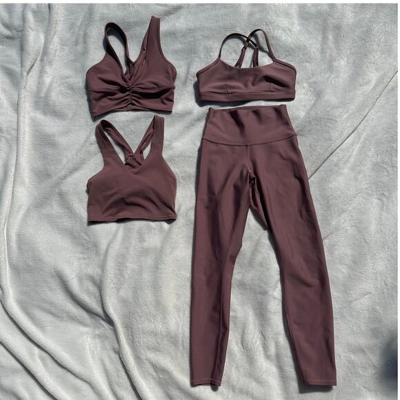 Alo Yoga Woodrose Airlift 7/8 Leggings Intrigue Wild Thing Real Bra Tank XS Set - Picture 2 of 16